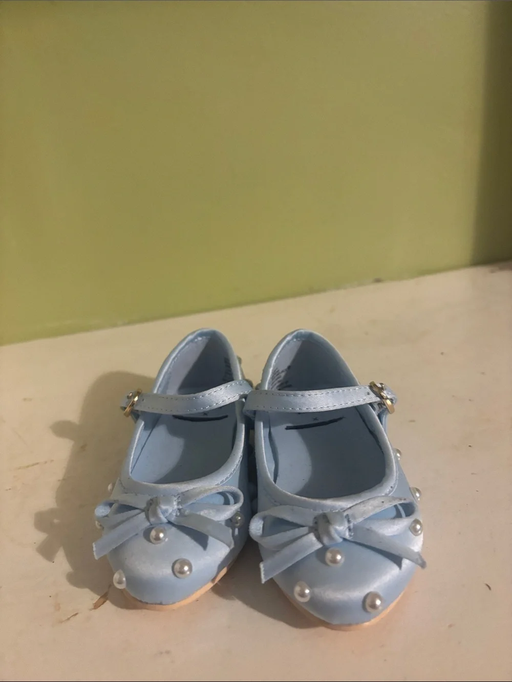Janie and Jack Light Blue Pearl Bow Mary Jane Shoes
